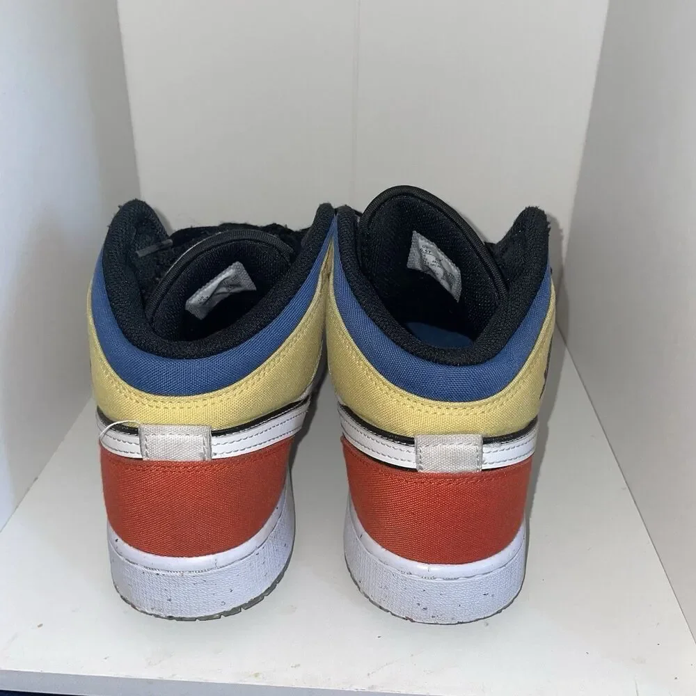 Nike Air Jordan Retro 1 Mid SE Multicolor Canvas Shoes 6.5Y Wmn 8